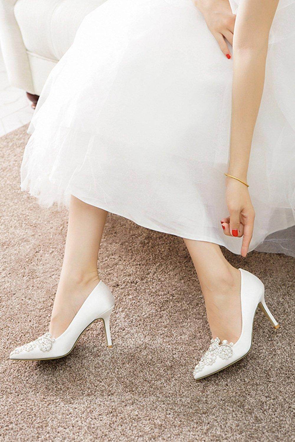 Stiletto Heel 9cm Satin Heels Bridal Shoes CK0128 - COCOMELODY